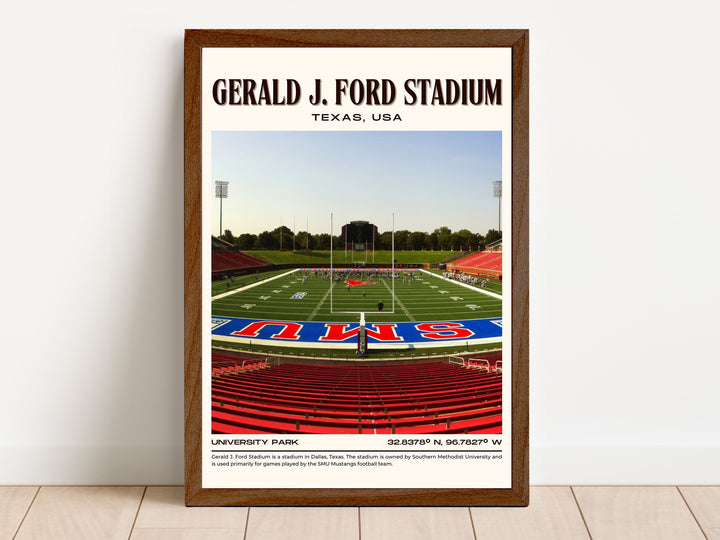 Gerald J. Ford Stadium Football Retro Wall Art