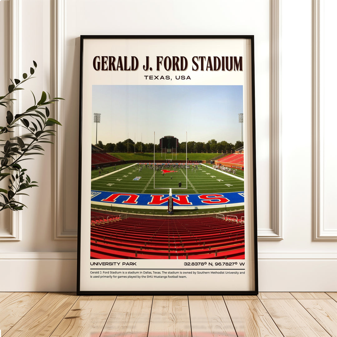 Gerald J. Ford Stadium Football Retro Wall Art