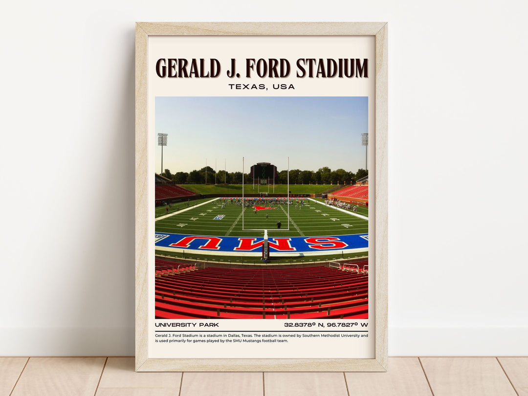 Gerald J. Ford Stadium Football Retro Wall Art