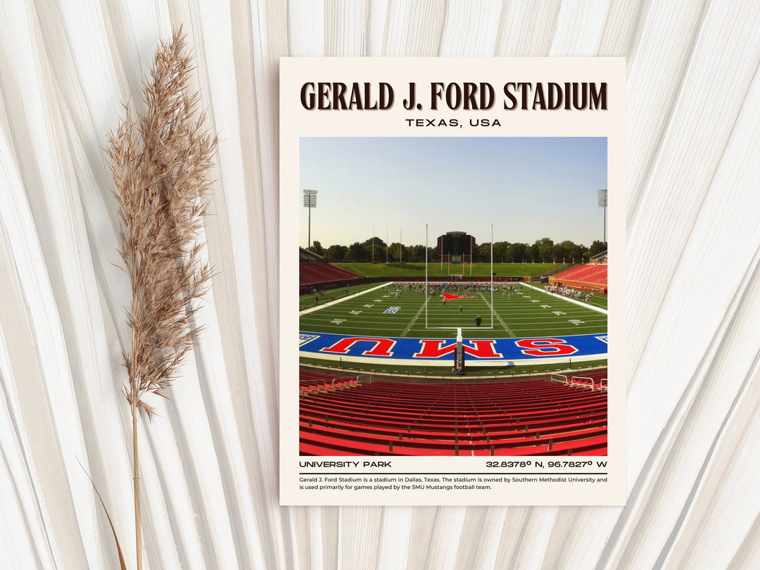 Gerald J. Ford Stadium Football Retro Wall Art