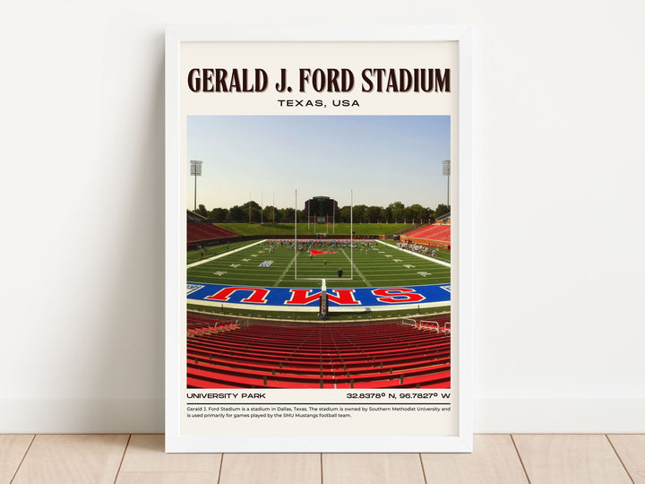 Gerald J. Ford Stadium Football Retro Wall Art