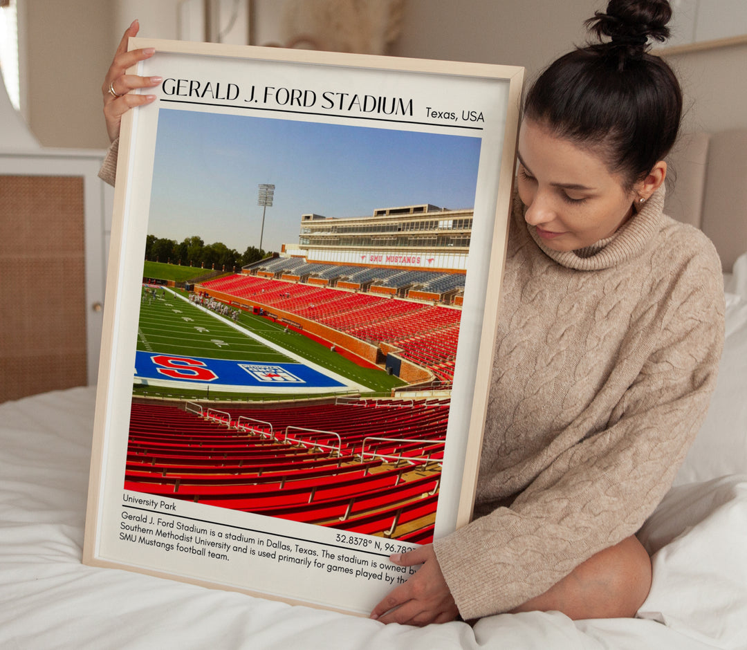 Gerald J. Ford Stadium Football Minimal Wall Art