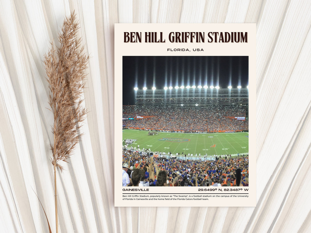 Ben Hill Griffin Stadium Football Retro Wall Art