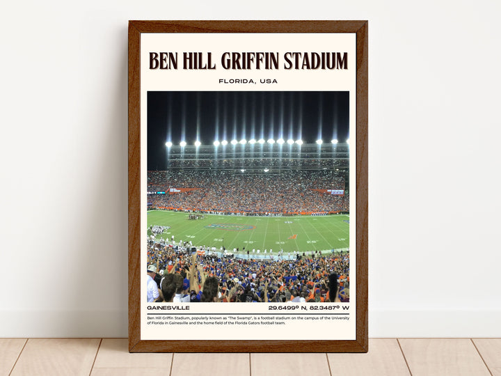 Ben Hill Griffin Stadium Football Retro Wall Art