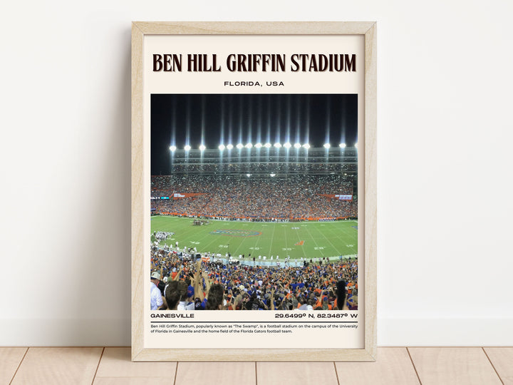 Ben Hill Griffin Stadium Football Retro Wall Art