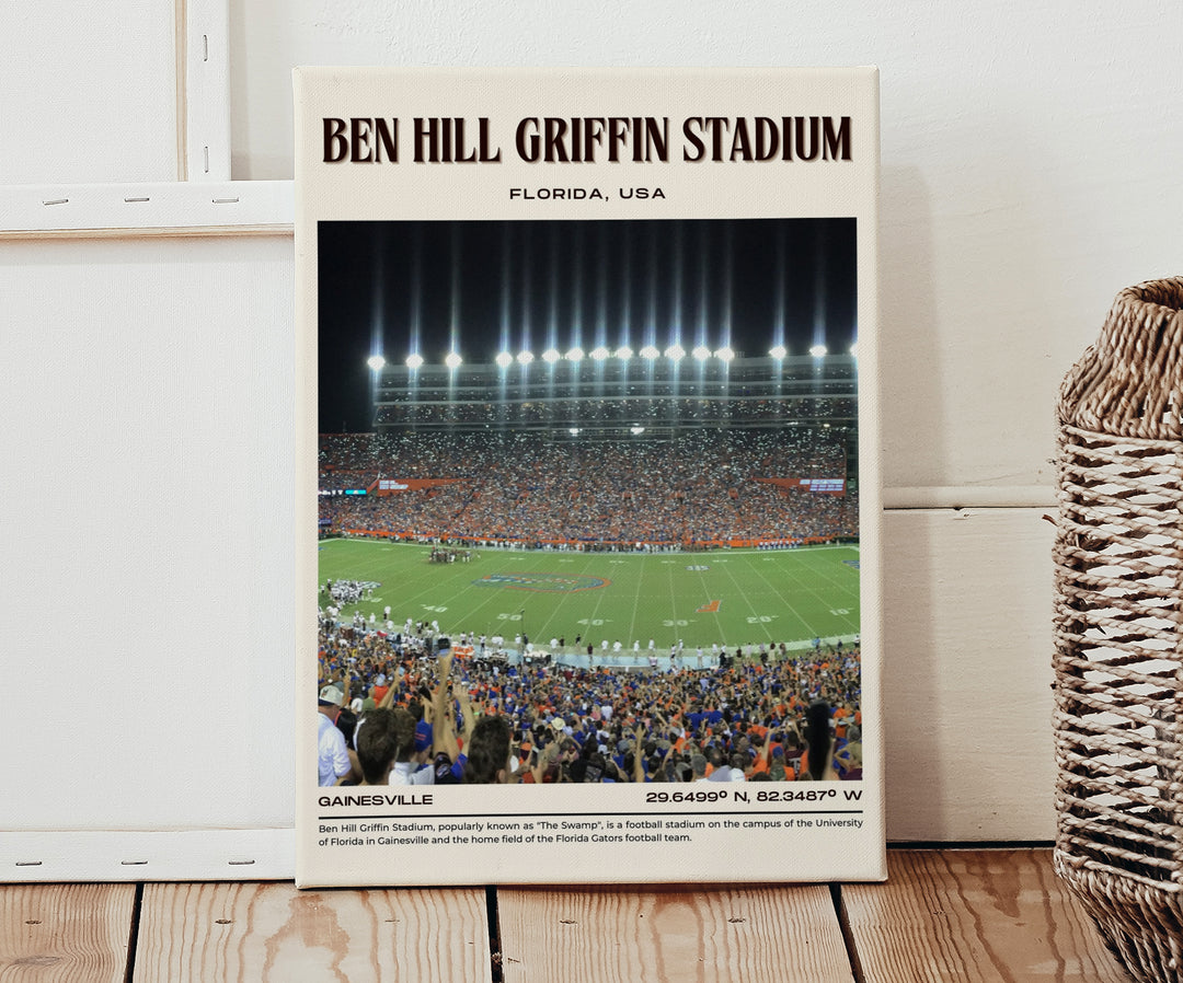 Ben Hill Griffin Stadium Football Retro Wall Art