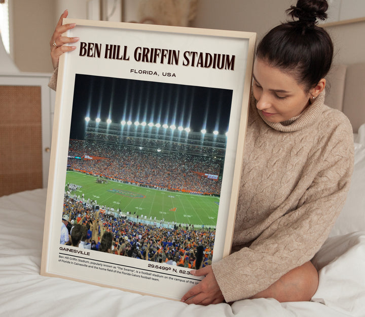 Ben Hill Griffin Stadium Football Retro Wall Art