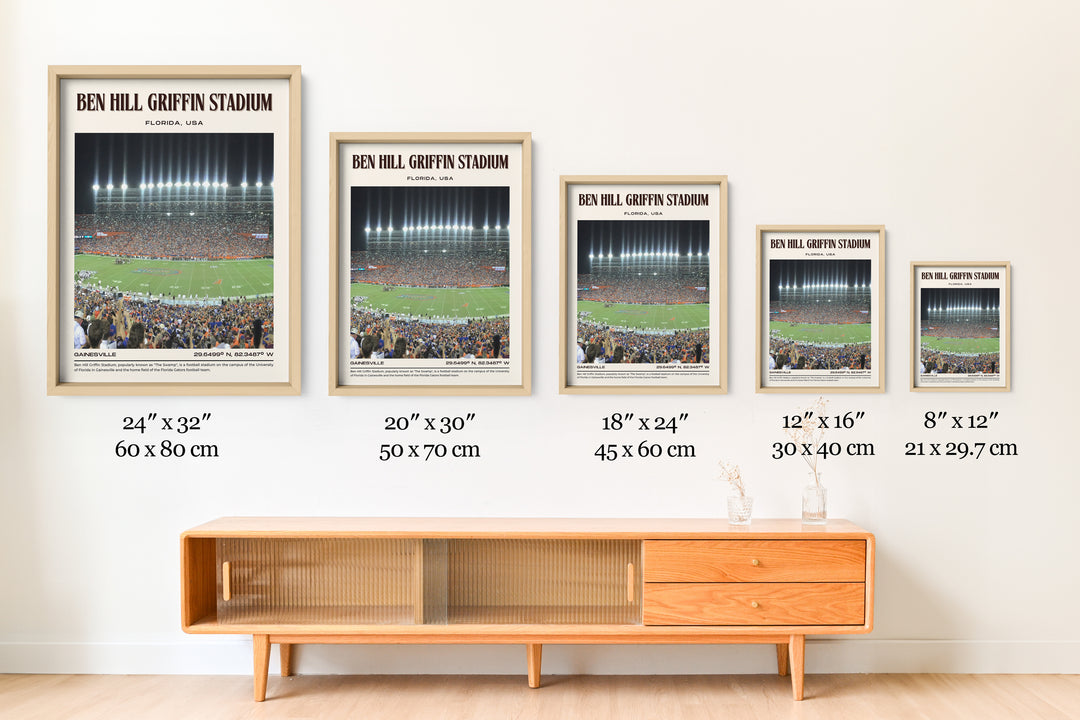 Ben Hill Griffin Stadium Football Retro Wall Art