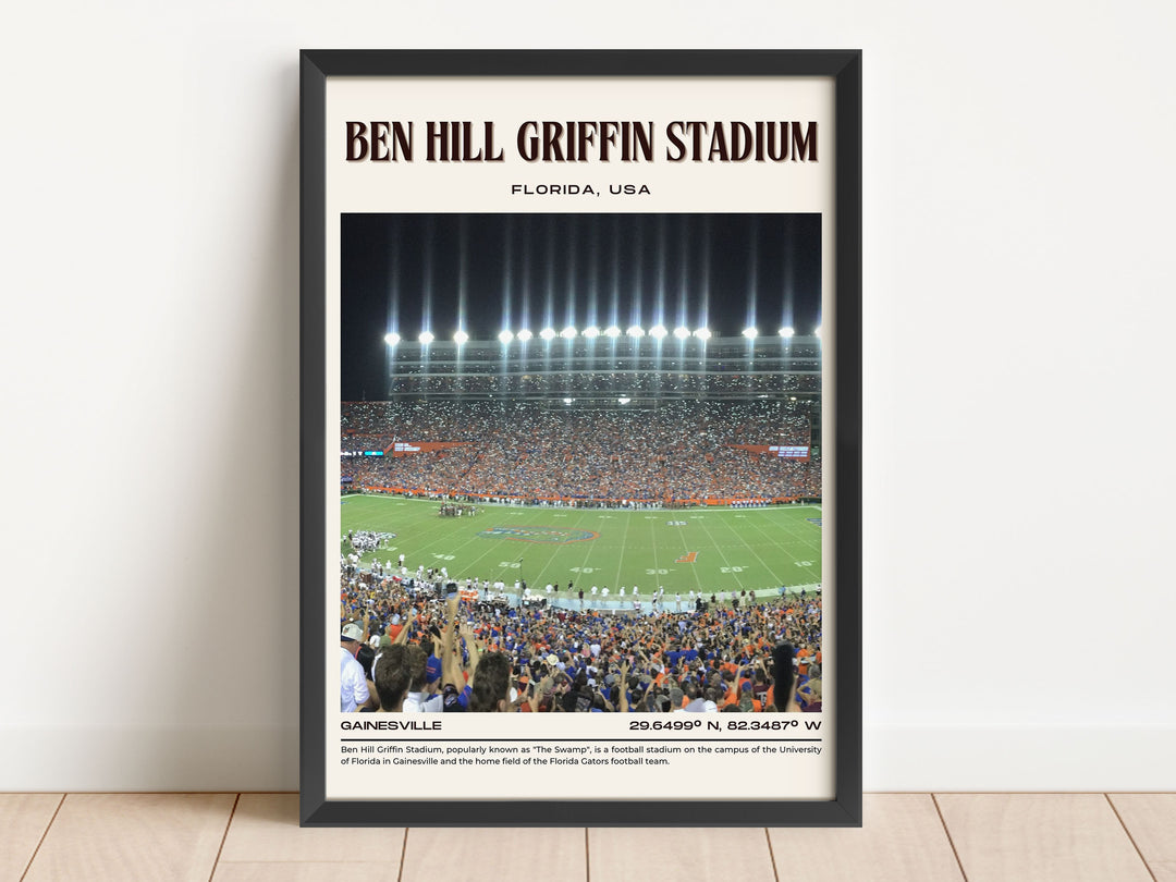 Ben Hill Griffin Stadium Football Retro Wall Art