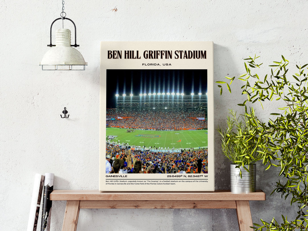 Ben Hill Griffin Stadium Football Retro Wall Art