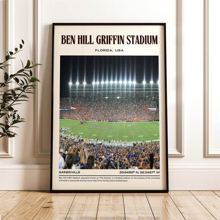 Ben Hill Griffin Stadium Football Retro Wall Art