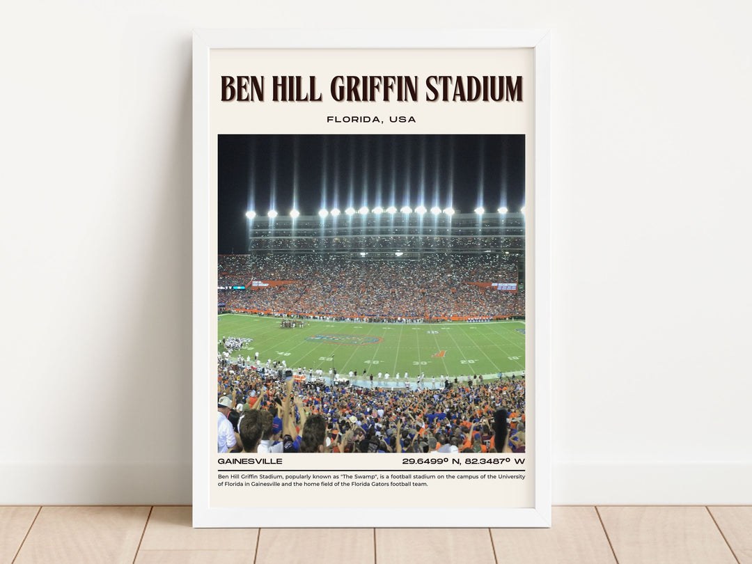 Ben Hill Griffin Stadium Football Retro Wall Art