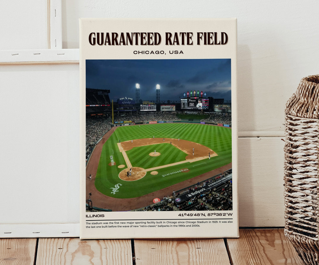 Guaranteed Rate Field Stadium Baseball Retro Wall Art