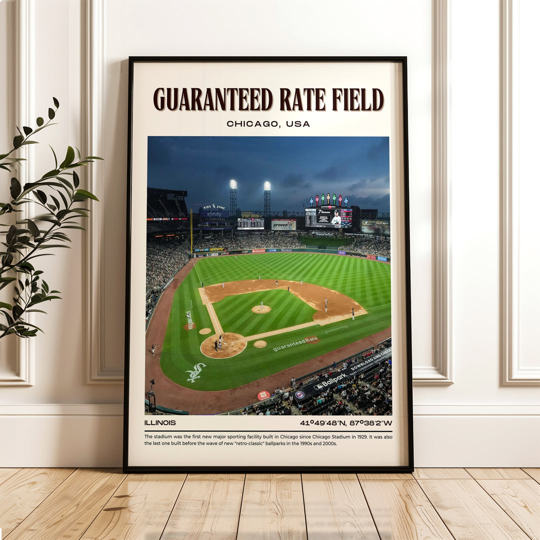 Guaranteed Rate Field Stadium Baseball Retro Wall Art