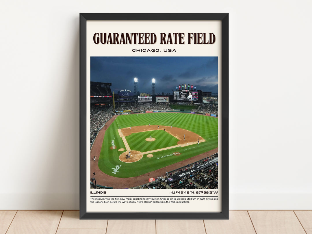 Guaranteed Rate Field Stadium Baseball Retro Wall Art