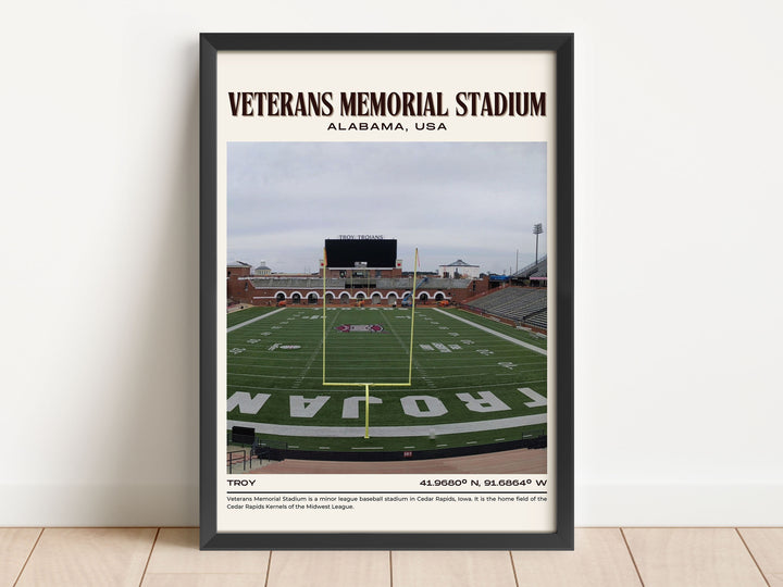 Veterans Memorial Stadium Football Retro Wall Art