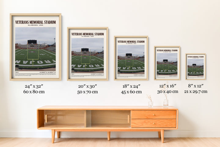 Veterans Memorial Stadium Football Retro Wall Art