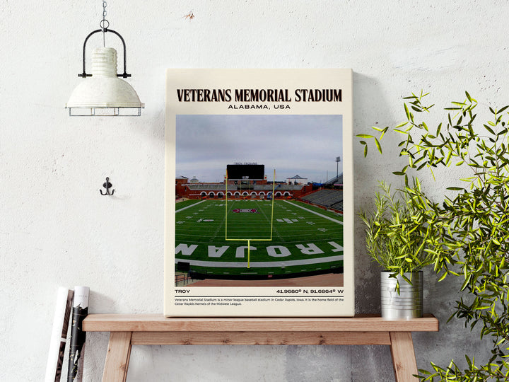 Veterans Memorial Stadium Football Retro Wall Art