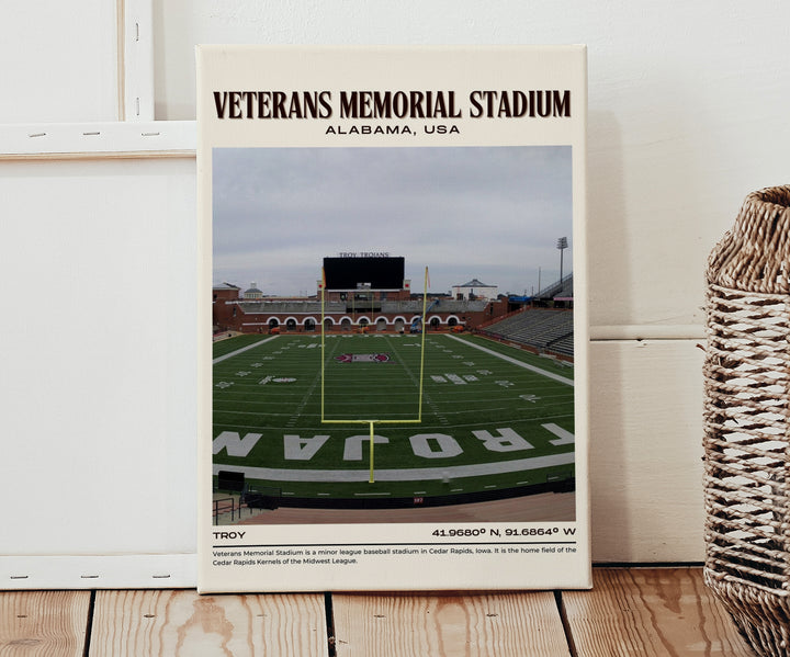 Veterans Memorial Stadium Football Retro Wall Art