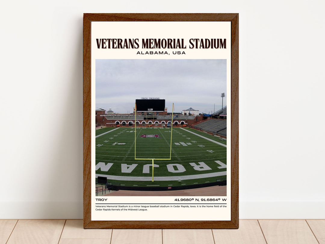 Veterans Memorial Stadium Football Retro Wall Art