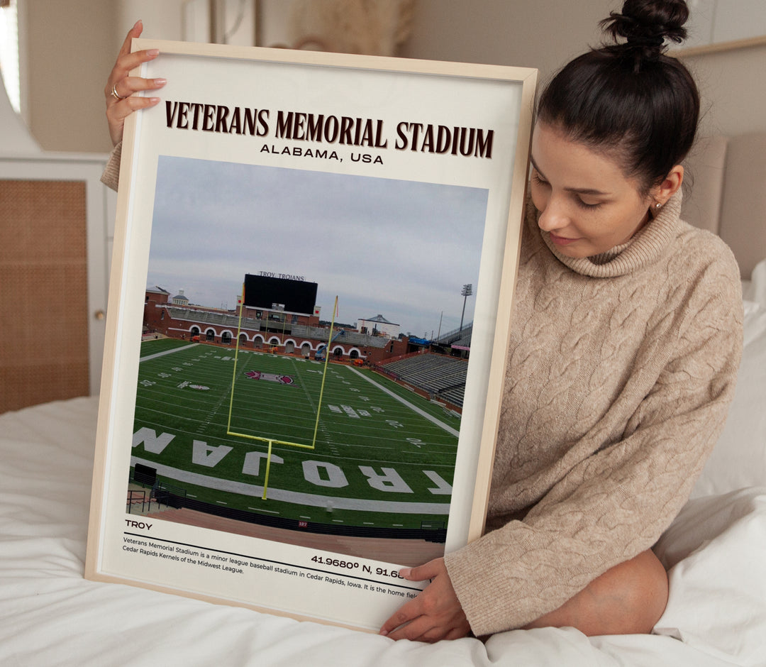 Veterans Memorial Stadium Football Retro Wall Art