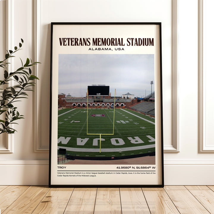 Veterans Memorial Stadium Football Retro Wall Art