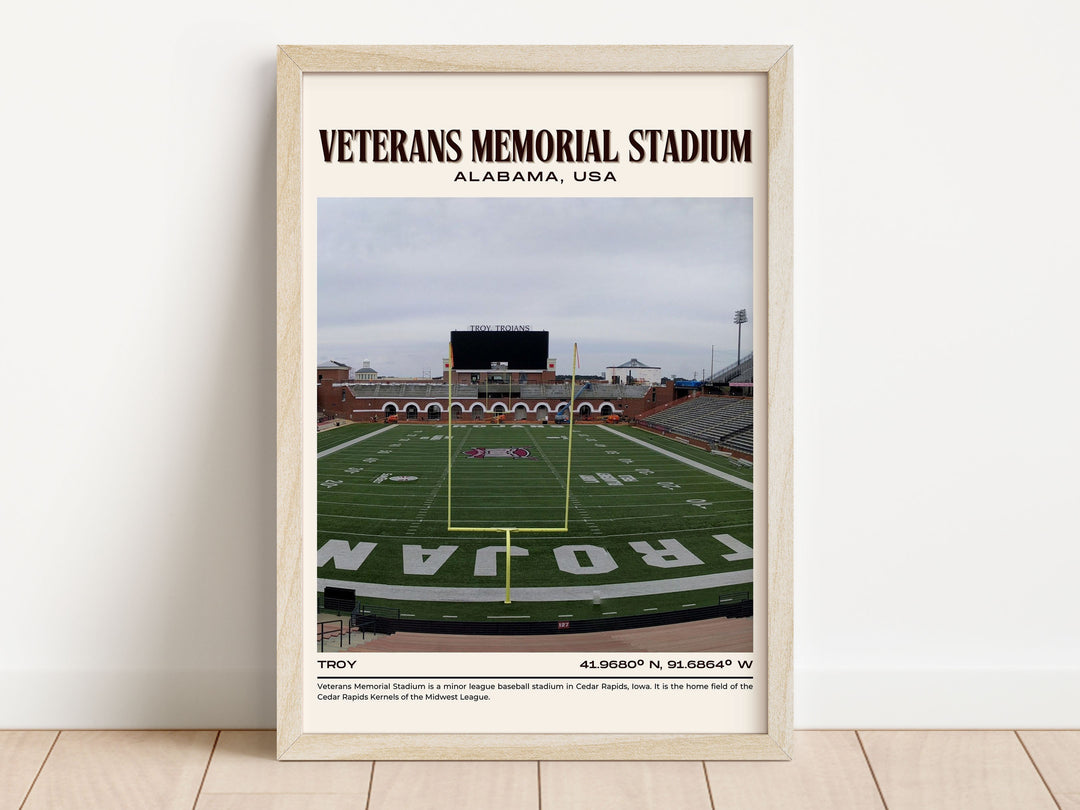 Veterans Memorial Stadium Football Retro Wall Art