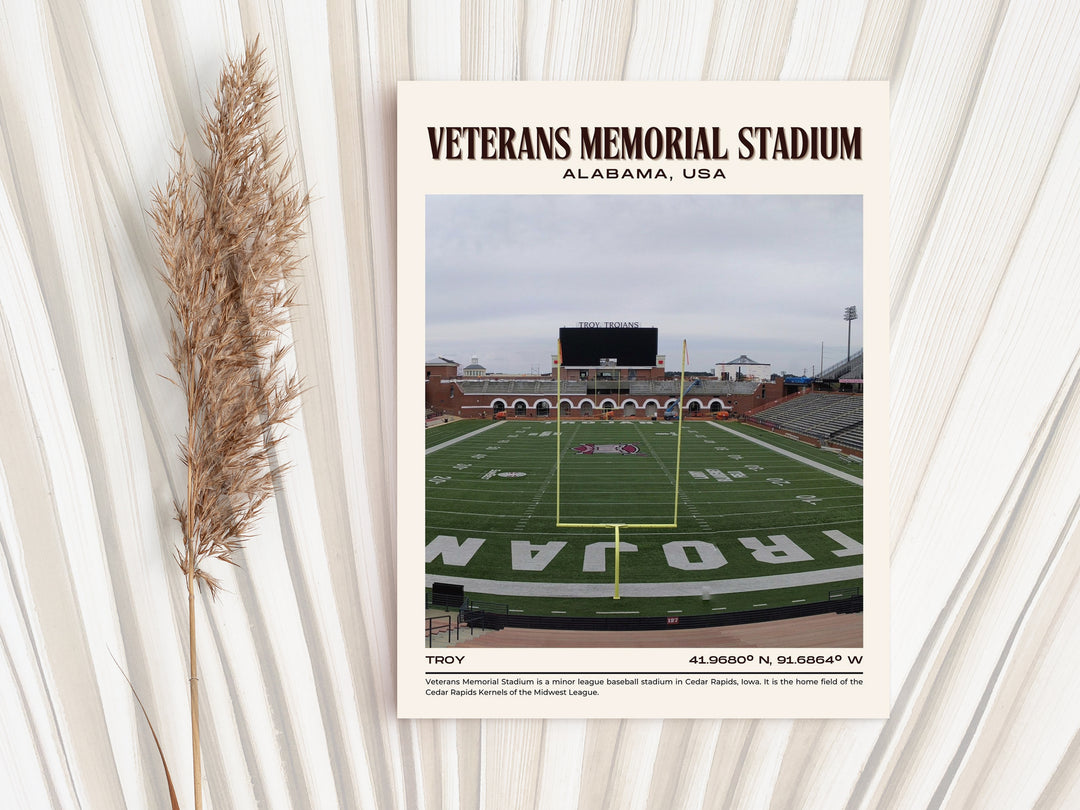 Veterans Memorial Stadium Football Retro Wall Art