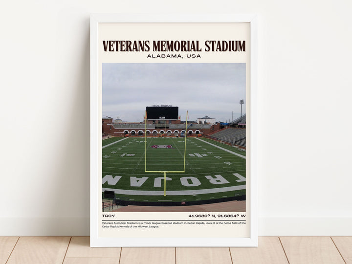 Veterans Memorial Stadium Football Retro Wall Art