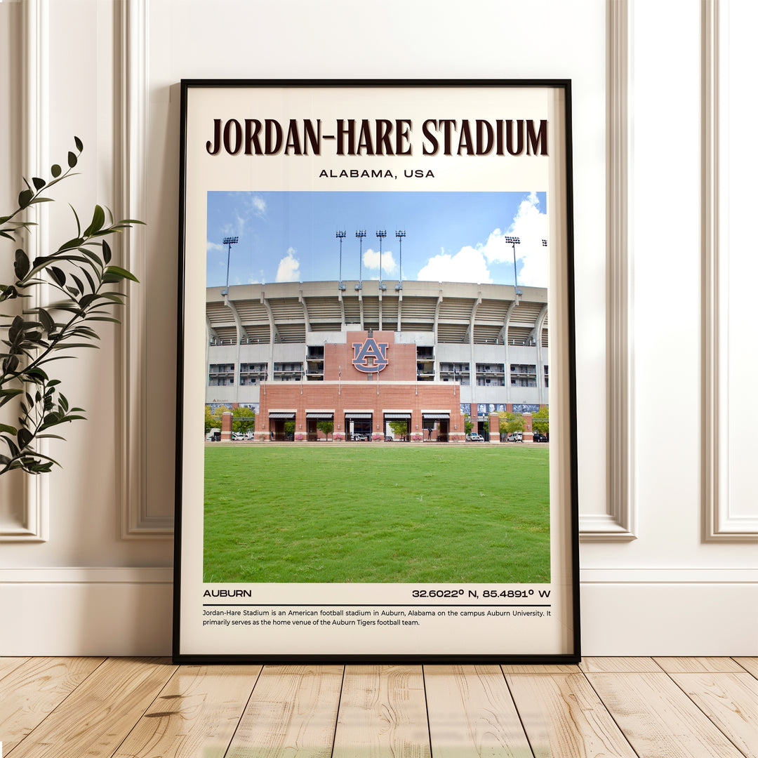 Jordan-Hare Stadium Football Retro Wall Art