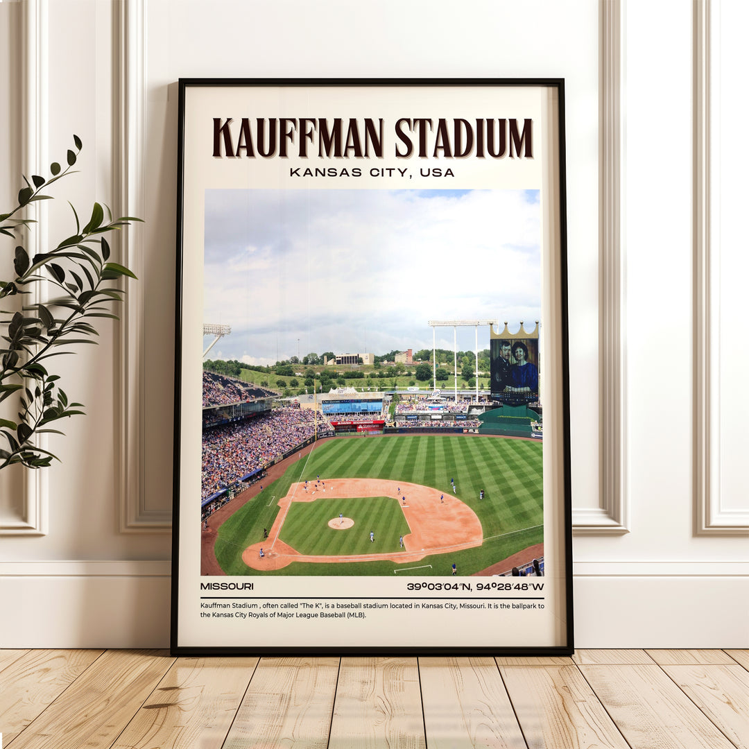 Kauffman Stadium Baseball Retro Wall Art