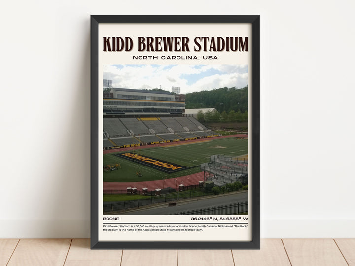 Kidd Brewer Stadium Football  Retro Wall Art