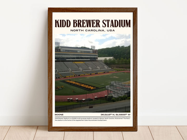 Kidd Brewer Stadium Football  Retro Wall Art