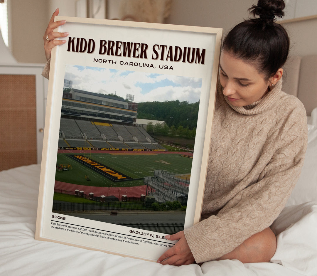 Kidd Brewer Stadium Football  Retro Wall Art