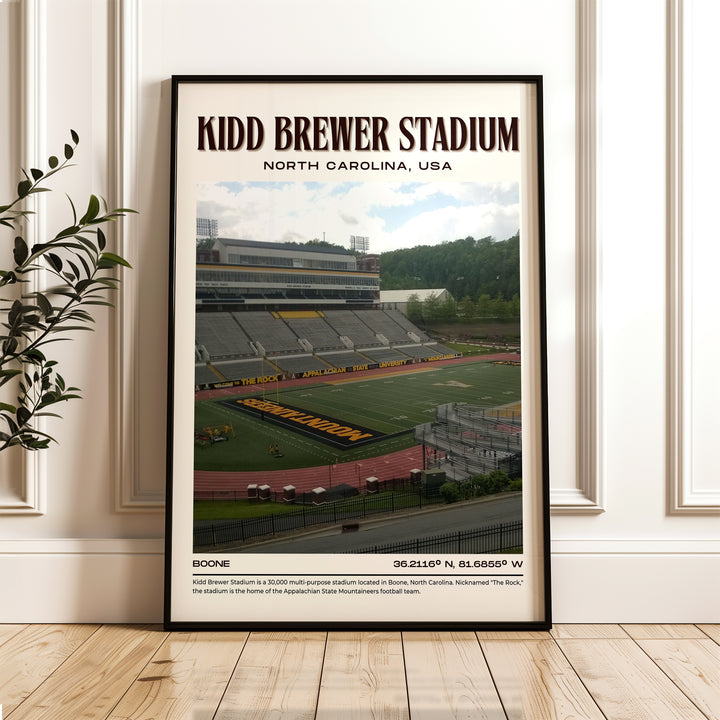 Kidd Brewer Stadium Football  Retro Wall Art