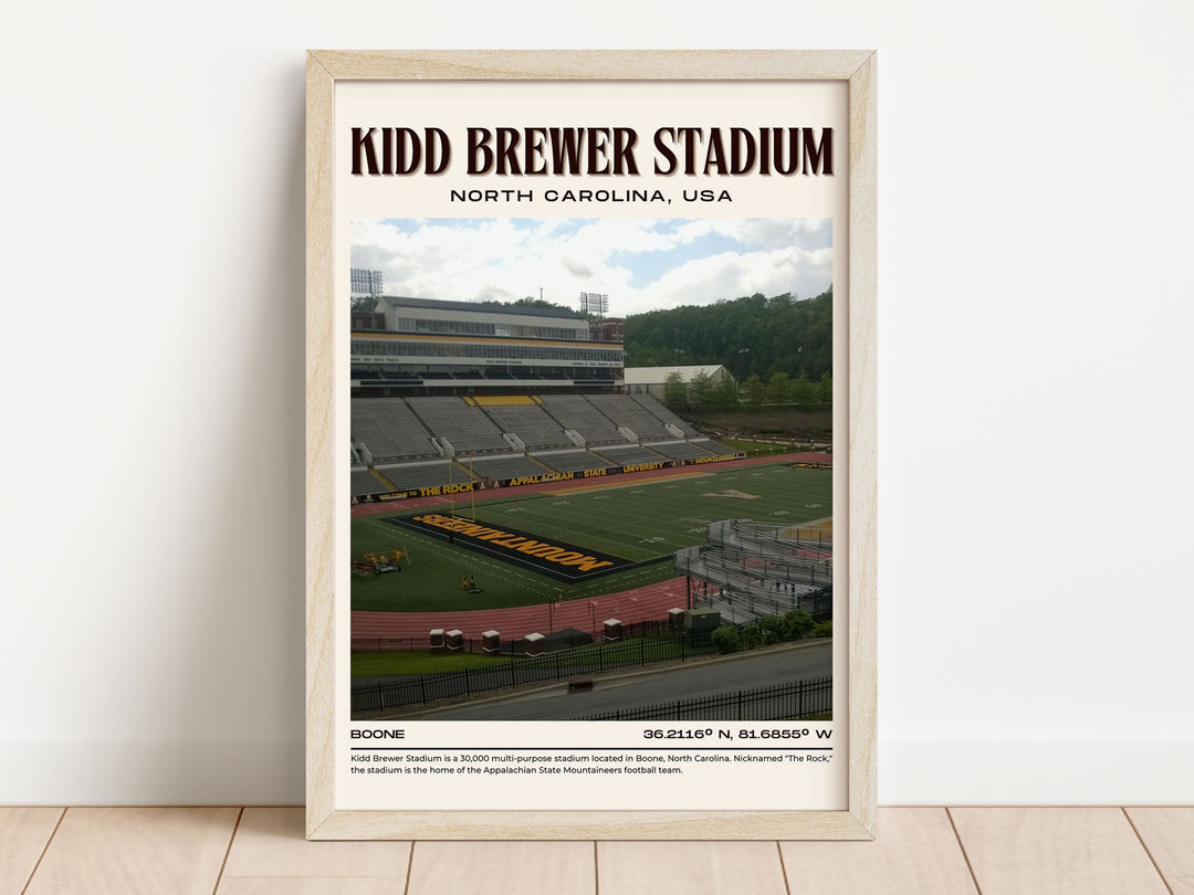 Kidd Brewer Stadium Football  Retro Wall Art