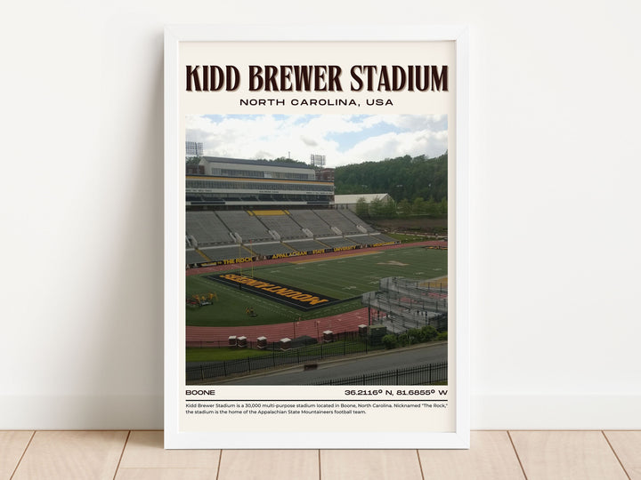 Kidd Brewer Stadium Football  Retro Wall Art