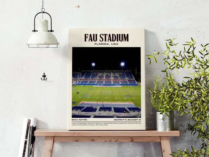 FAU Stadium Football  Retro Wall Art