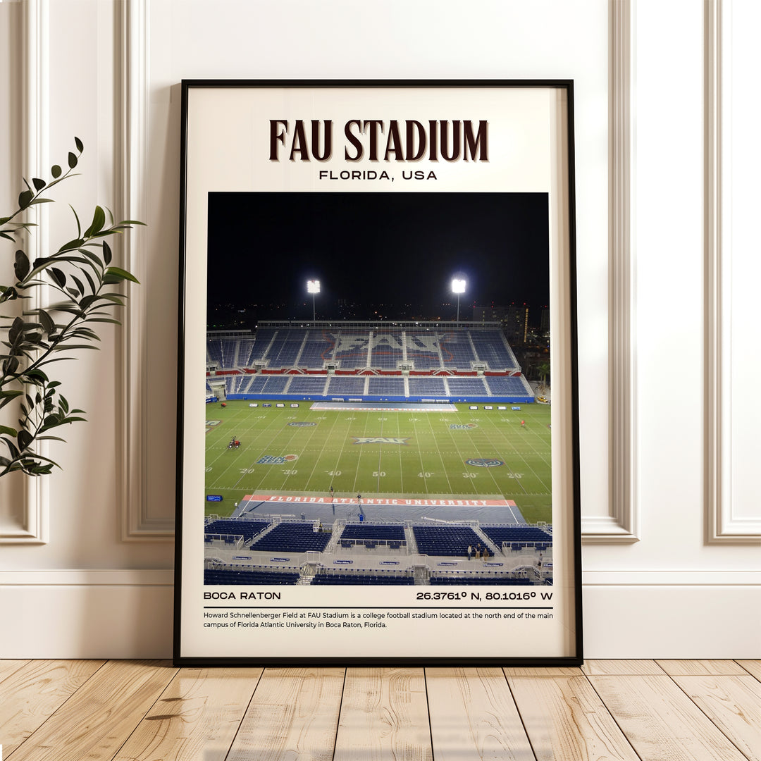 FAU Stadium Football  Retro Wall Art