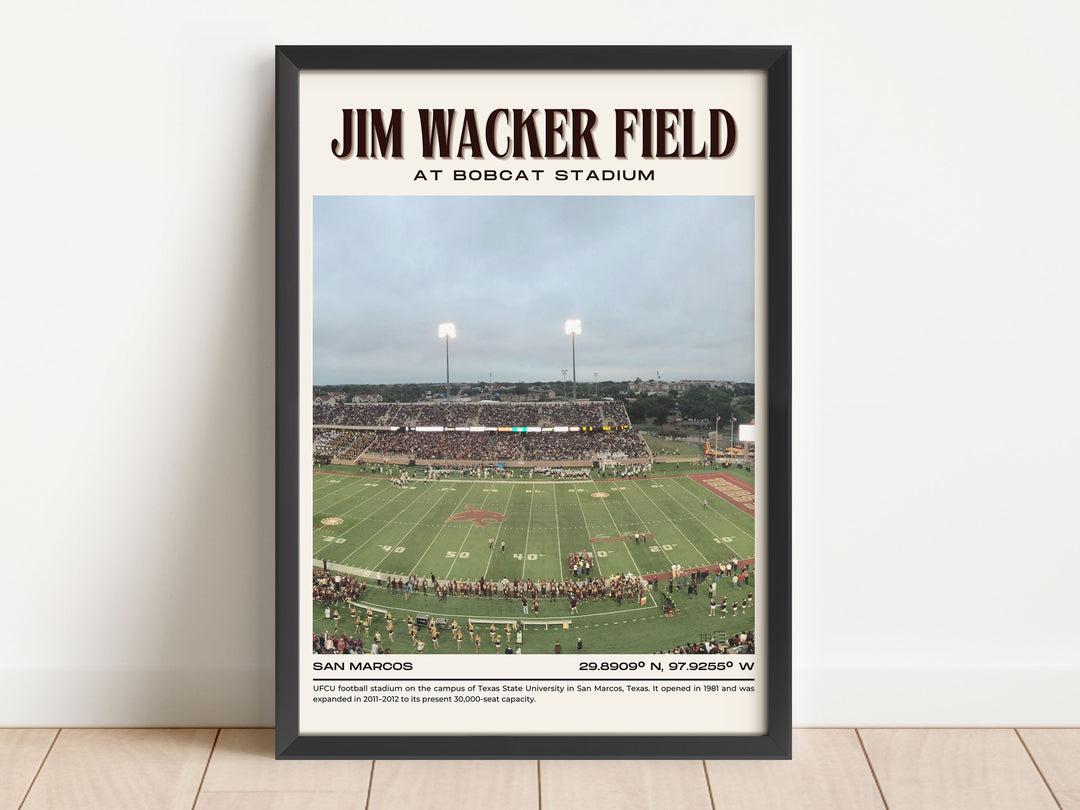 Jim Wacker Field at Bobcat Stadium Football  Retro Wall Art