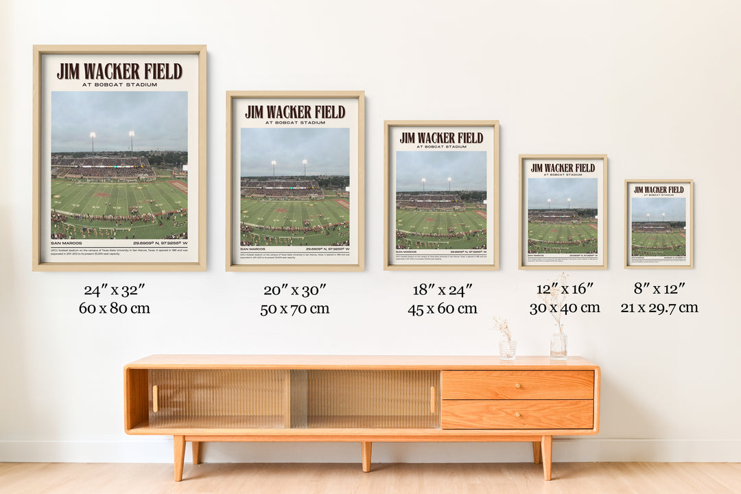 Jim Wacker Field at Bobcat Stadium Football  Retro Wall Art