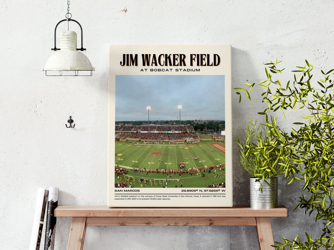 Jim Wacker Field at Bobcat Stadium Football  Retro Wall Art