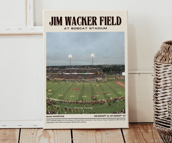 Jim Wacker Field at Bobcat Stadium Football  Retro Wall Art