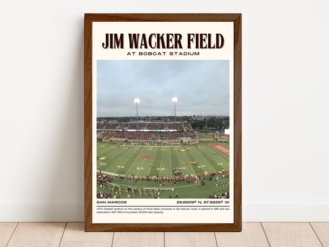 Jim Wacker Field at Bobcat Stadium Football  Retro Wall Art