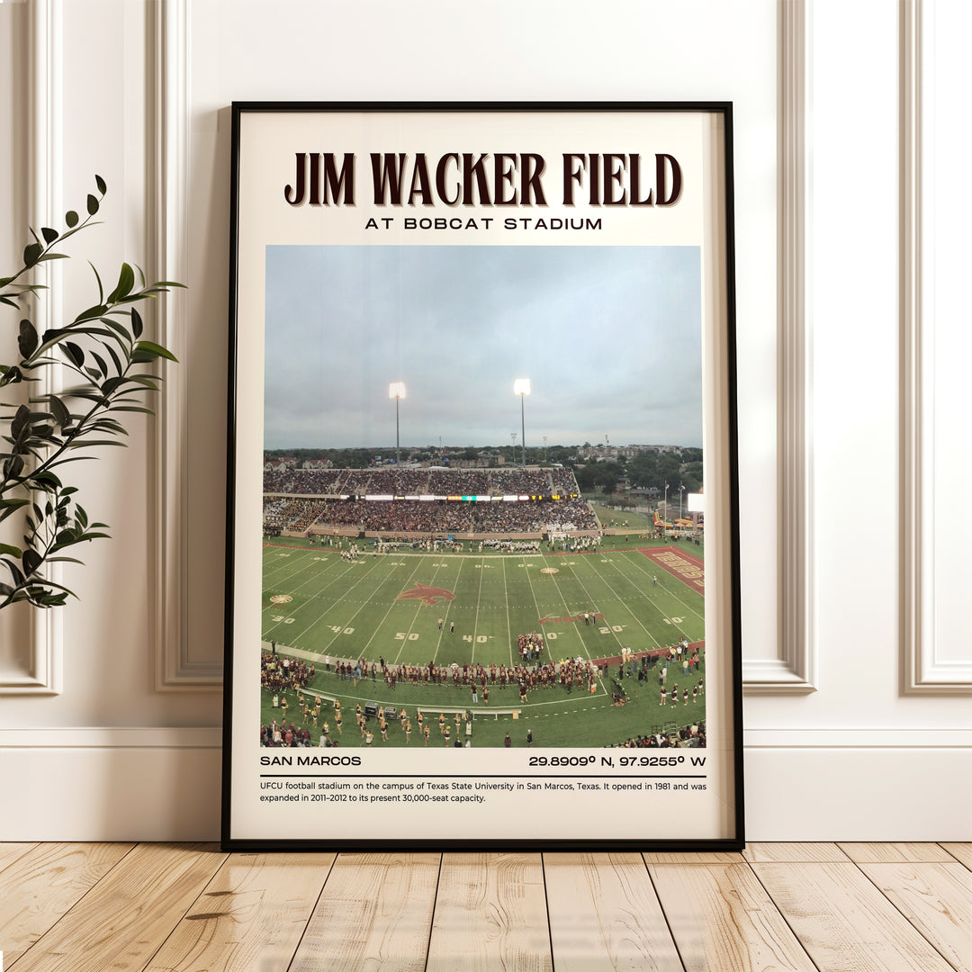 Jim Wacker Field at Bobcat Stadium Football  Retro Wall Art