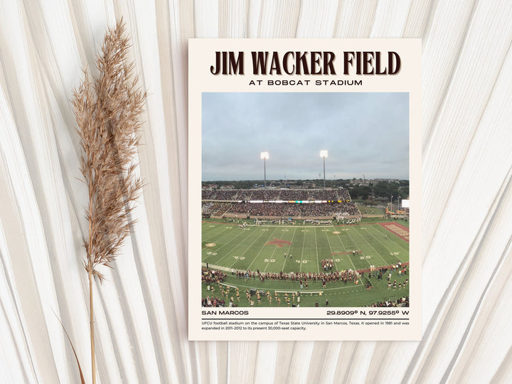 Jim Wacker Field at Bobcat Stadium Football  Retro Wall Art