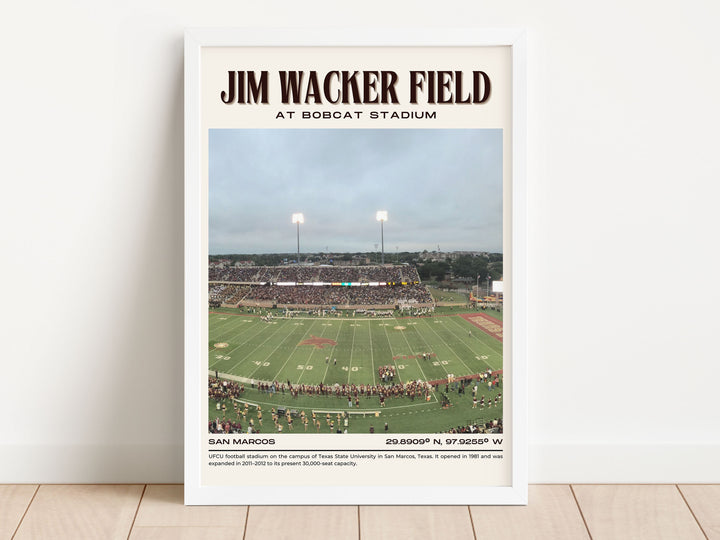 Jim Wacker Field at Bobcat Stadium Football  Retro Wall Art