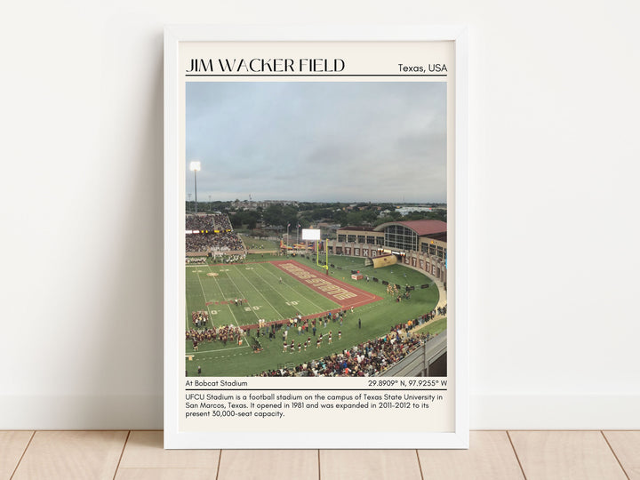 Jim Wacker Field at Bobcat Stadium Football Minimal Wall Art