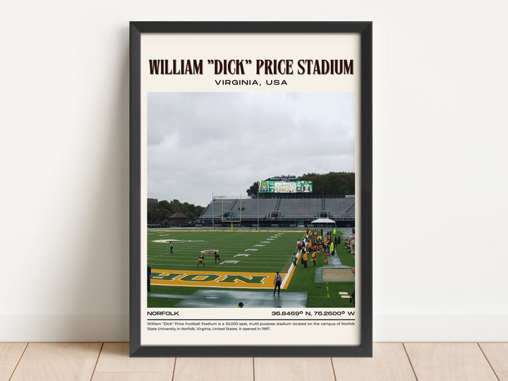 William "Dick" Price Stadium Football  Retro Wall Art