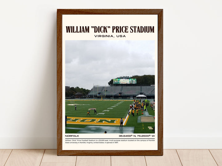 William "Dick" Price Stadium Football  Retro Wall Art